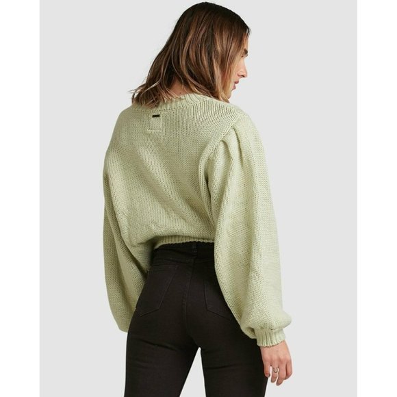 Billabong BNWT Bluesday Cable Knit Jumper Women's Size 12 Mint Green Sweater - Picture 3 of 11